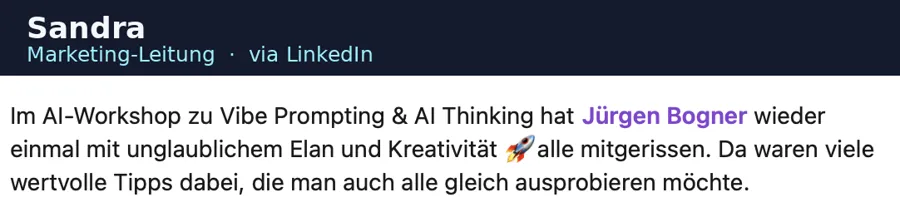 Anonymisierte LinkedIn-Stimme über biteme.digital